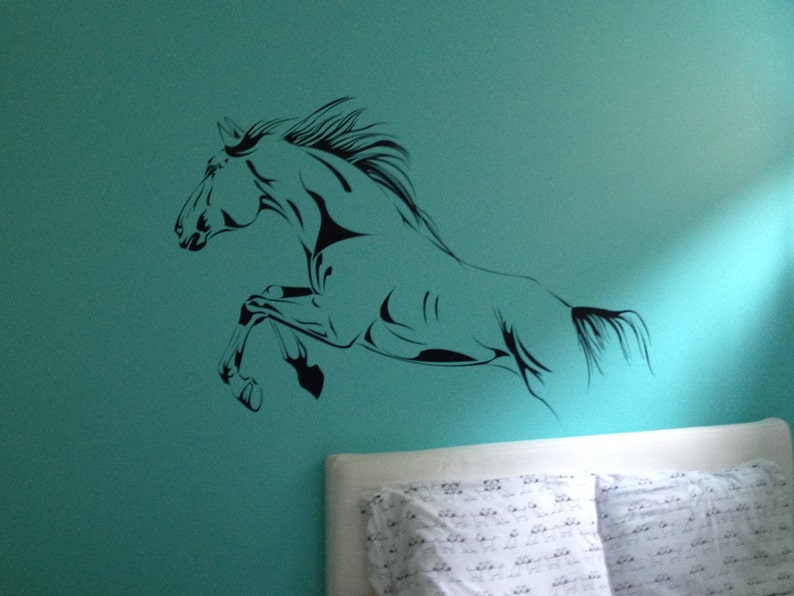 Horse Wall Decal, Mustang vinyl sticker, Stallion horse decal, horse wall decor, jumping horse decal, mare decal, equine vinyl sticker image 3