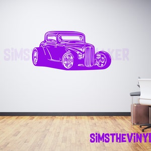 1930&#39;s Hot rod decal, Street rod vinyl sticker, 30&#39;s restomod decal, classic car decor, vintage car wall art, mancave decal, garage decal