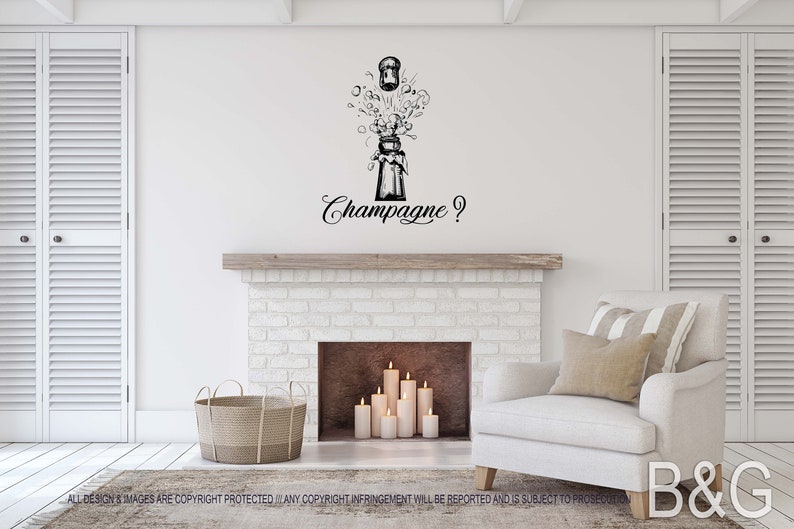 Champagne Bottle Decal Champagne Vinyl Sticker Celebration Etsy