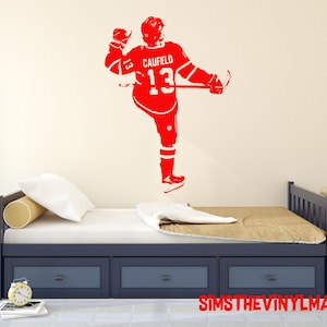 Hockey Decal, Cole Caufield decal, Boy bedroom hockey decor, Hockey player vinyl Sticker, Large hockey decal, Vinyl Sticker wall Decal