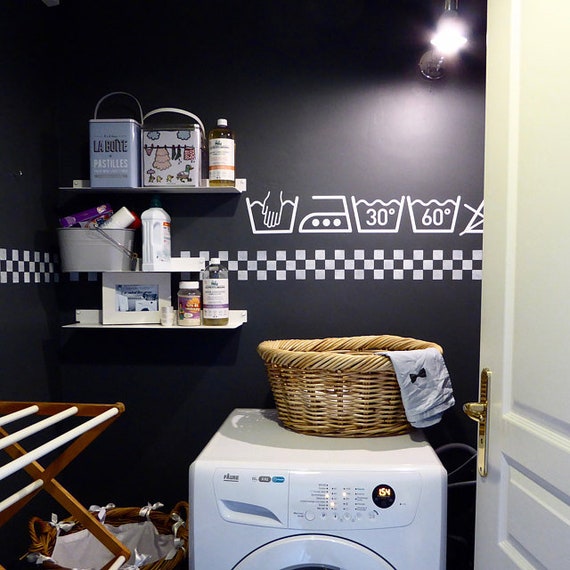 Stickers muraux étiquettes de buanderie, choisissez 5 autocollants symbole  de blanchisserie, décoration salle de lavage -  Canada