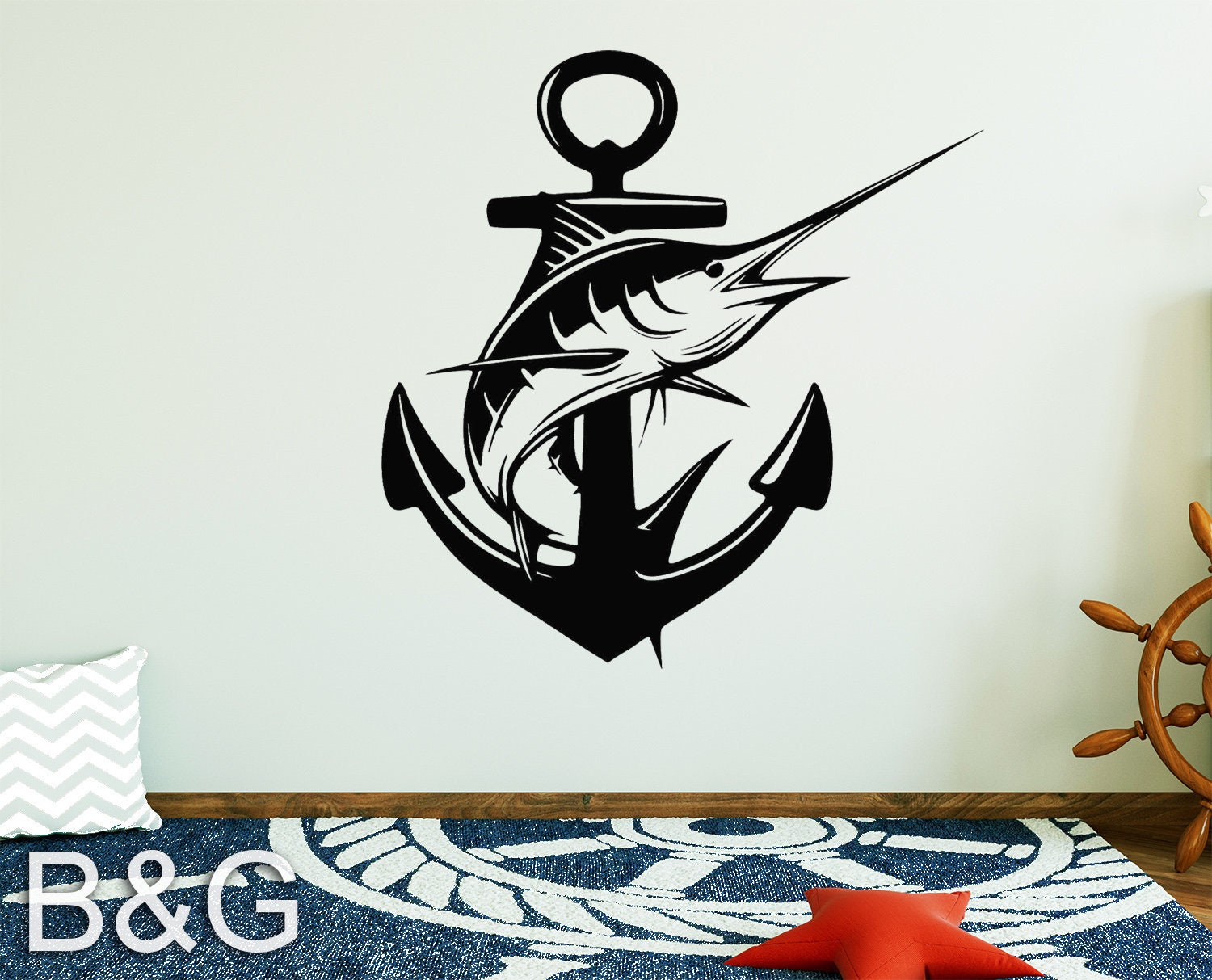 Lage Size super Ship Stickers For Boat Body Decal Styling Engine Hood Decor  Marlin Fishing Sticker Decoration For Boat