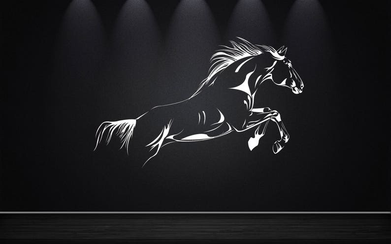 Horse Wall Decal, Mustang vinyl sticker, Stallion horse decal, horse wall decor, jumping horse decal, mare decal, equine vinyl sticker image 2