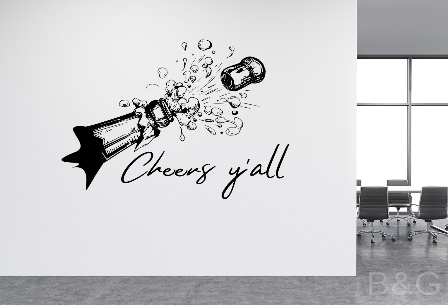 Champagne Cheers y'all Decal Champagne bottle Vinyl Etsy