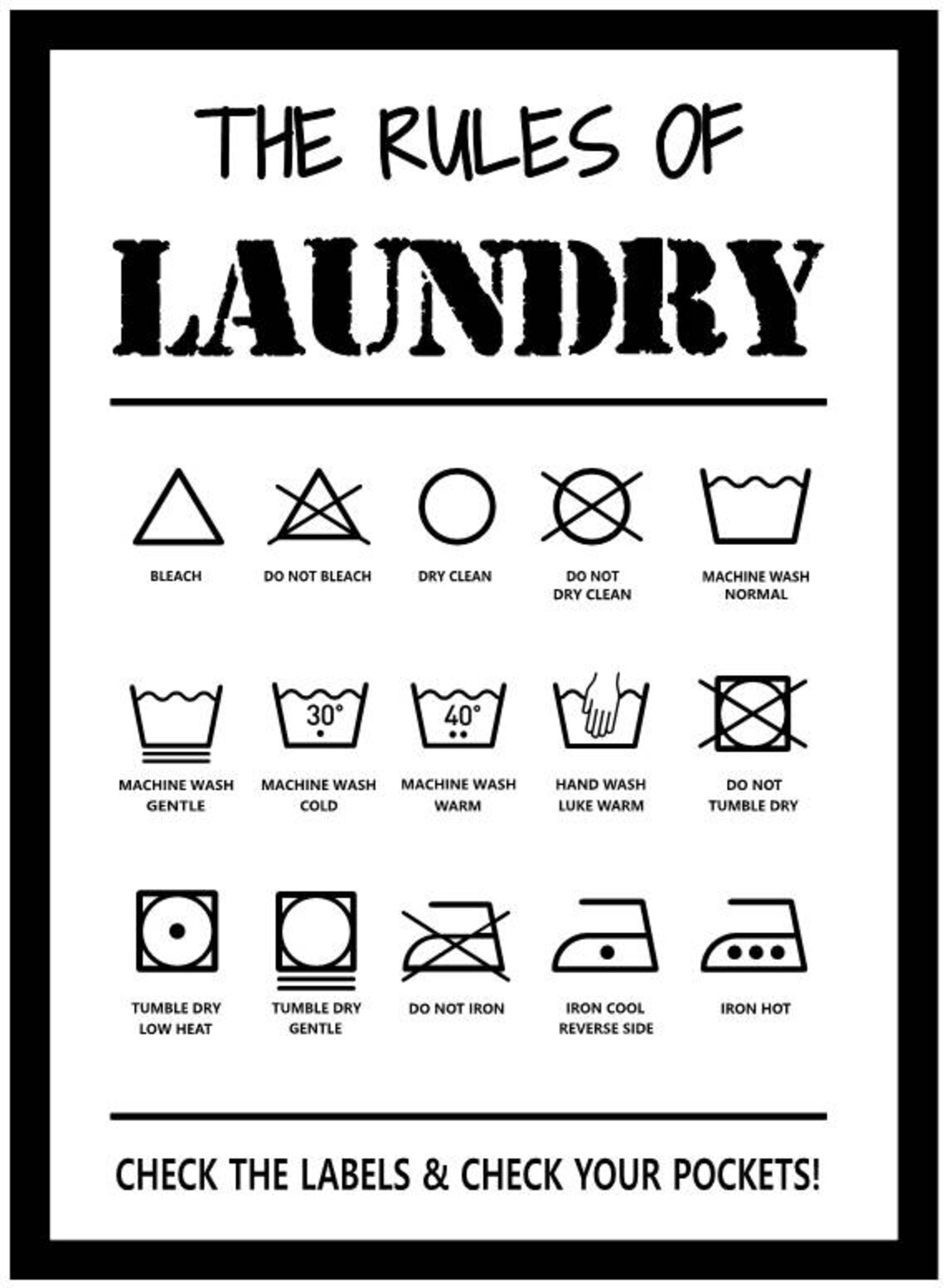 The Rules of Laundry Decals Laundry Tag Stickers Pattern Etsy