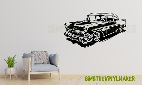 1956 Bel Air Hot Rod Vinyl Decal, Garage Mancave Wall Art