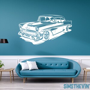 1956 Bel Air Hot Rod Vinyl Decal, Garage Mancave Wall Art image 3
