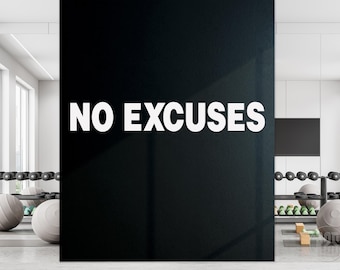 Décalcomanie murale pour salle de sport No Excuses - Citation inspirante de remise en forme pour salle de sport à domicile, décoration murale de bureau de motivation pour salle de sport # R25
