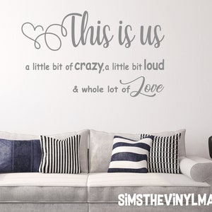 This is Us Wall Decal, Family Wall Sticker, This is Us Crazy Loud Love ...