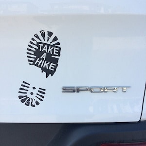 Hiking Decal, Take a Hike, Trail Boot Footprint, Adventure decal, Nature decal, Car Window Vinyl Sticker & Wall Decals