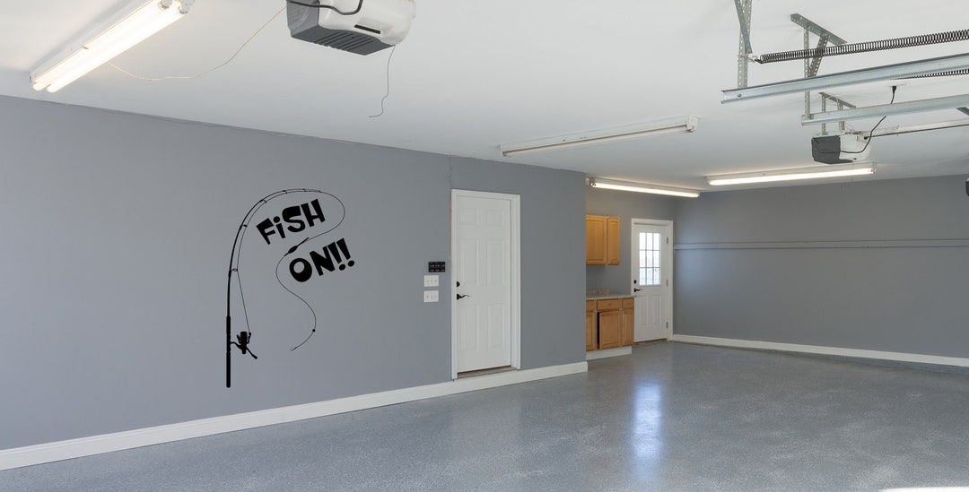 Fish on Decal, Large Fishing Rod Decor, Fishing Rod Vinyl Sticker, Fish