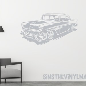 1956 Bel Air Hot Rod Vinyl Decal, Garage Mancave Wall Art image 4
