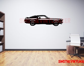 1969 Mustang wall decal, Mustang Boss 302 office wall decor, Mustang mural, Dad's Anniversary gift, Mancave or Garage car decal