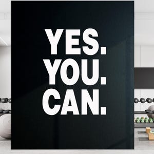 Tak, możesz - motywująca naklejka ścienna na siłownię - inspiracja fitness do domowej siłowni, pokoju treningowego, biura - cytat winylowy dla entuzjastów fitnessu #R25