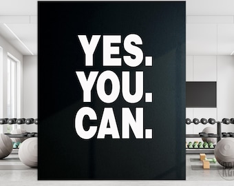 Yes You Can - Motivational Gym Wall Decal – Fitness Inspiration for Home Gym, Workout Room, Office –Vinyl Quote for Fitness Enthusiasts #R25