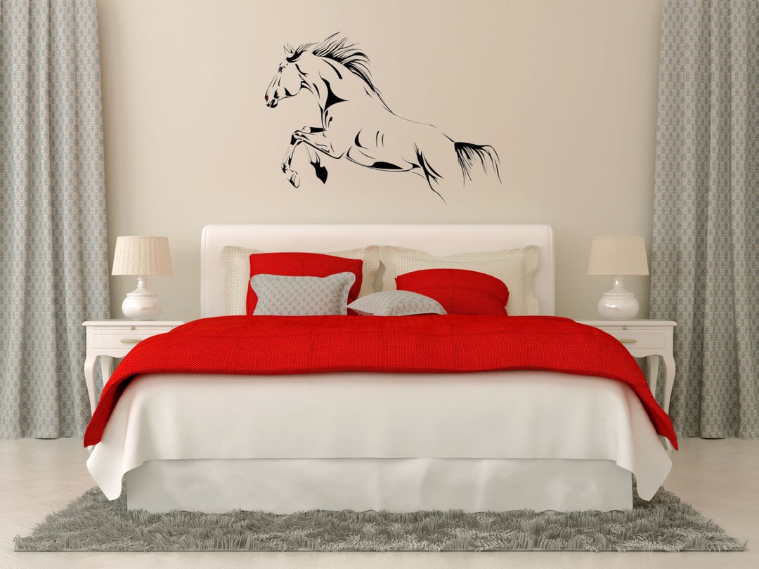 Horse Wall Decal, Mustang Vinyl Sticker, Stallion Horse Decal, Horse Wall Decor, Jumping Horse