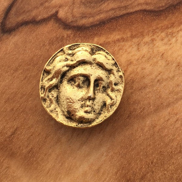 Greek Coin Bead, Grek Coin Replica, Coin Bead, Boho Bead, Rustic Coin bead, Thick Coin Bead