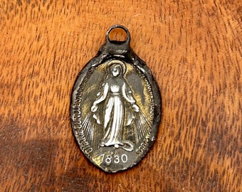 1830 Vintage Replica French Immaculate Conception Soldered pendant, DIY Jewelry Supplies, French Jewelry, Soldered Pendant, one of a kind
