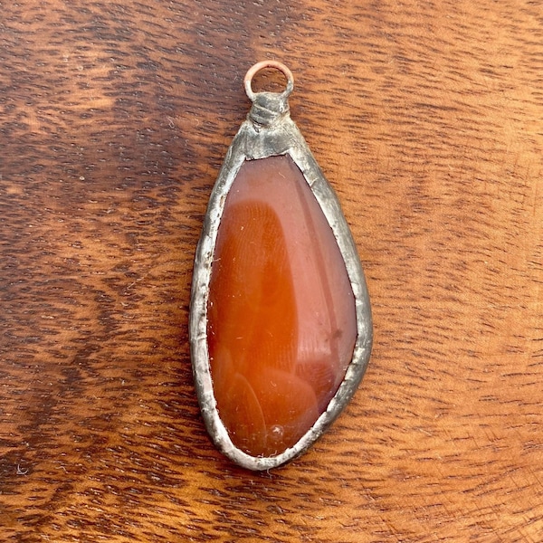 Carnelian Soldered Pendant, DIY Jewelry Supplies, Jewelry Findings, Pendant, Soldered Pendant, Crystal Pendant, Stone Pendant