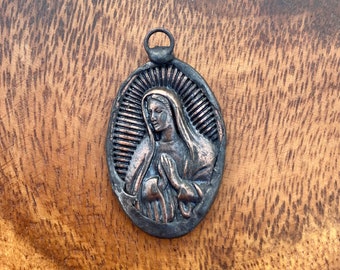 Our Lady of Guadalupe Soldered Pendant: Rustic Catholic Medal