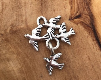 Flying Doves Charm: Antique Pewter Christian Charm