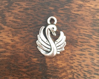 Antiqued Silver Pewter Swan Charm: Necklace or Bracelet