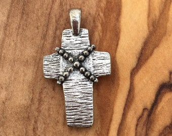 Antiqued Pewter Cross Charm: Christian Jewelry, Made in USA