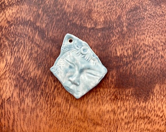 Handmade Ceramic Face Pendant: Boho DIY Jewelry Finding
