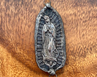 Our Lady of Guadalupe ConnectorPendant, DIY Jewelry Supplies, Findings, Soldered Pendant, Saint, Jewelry, Prayer, Religious Medal, Spanish