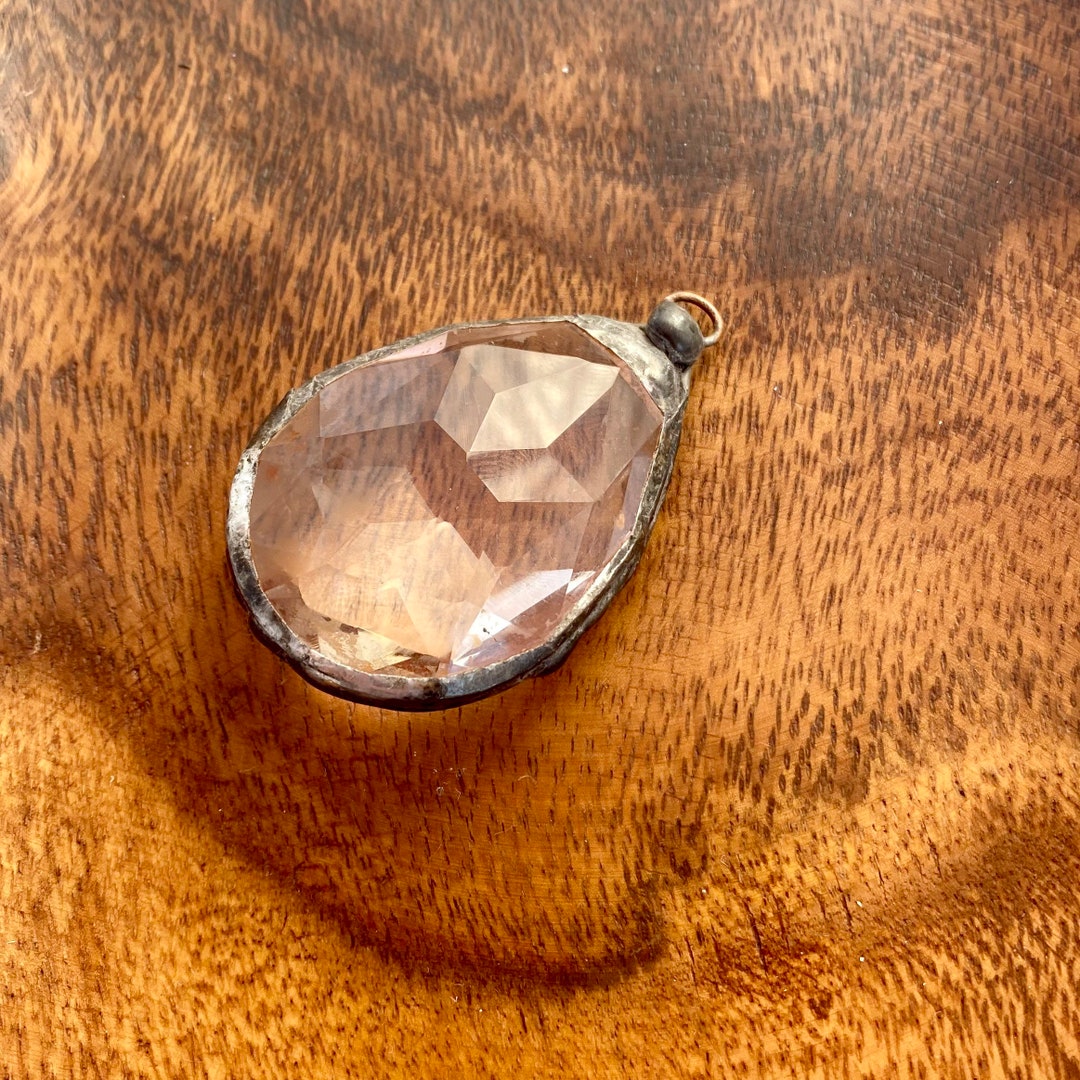 Large Soldered Crystal Pendant, Boho, DIY Jewelry Supplies, Findings