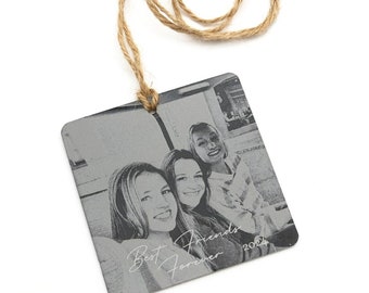 Hanging Car Charm -Personalized Black & White Photo/Text -Car Decor Asthetic - Rear View Mirror Ornament and Accessories - Custom BFF gifts