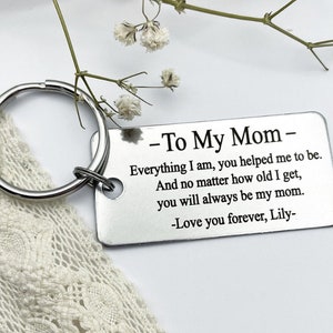 Mother&#39;s Day Keychain-  Mother&#39;s Day Gift - To My Mom - Personalized, Rectangle, Stainless Steel, Laser engraved Key Chain
