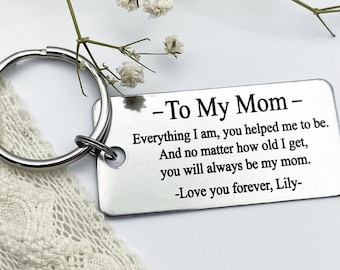 Mother's Day Keychain-  Mother's Day Gift - To My Mom - Personalized, Rectangle, Stainless Steel, Laser engraved Key Chain