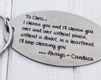 I CHOOSE YOU Key Chain, Custom keychain - personalized key chain, keychain for him, keychain for her, personalized, Christ