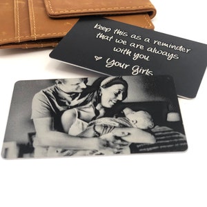 Inserto de billetera con imagen grabada: regalo perfecto para esa persona especial: idea de regalo única: agregue escritura a mano