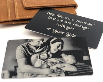 Engraved Picture Wallet Insert - Perfect Gift for that special someone - Unique Gift idea - Add Handwriting