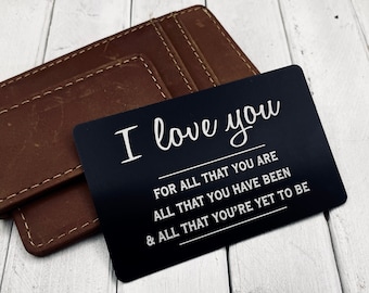 Wallet Card Gift For Him - Add Back Engraving Too - Your Own Writing - Stocking Stuffers, Gifts for Him or Her - Laser Engraved Photo