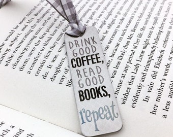 Coffee, Books, Repeat...Engraved Bookmark -Add Personalized Back Engraving- Your Handwriting or Font Options- Book Worm, Gifts For Her