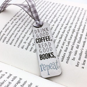 Coffee, Books, Repeat...Engraved Bookmark -Add Personalized Back Engraving- Your Handwriting or Font Options- Book Worm, Gifts For Her