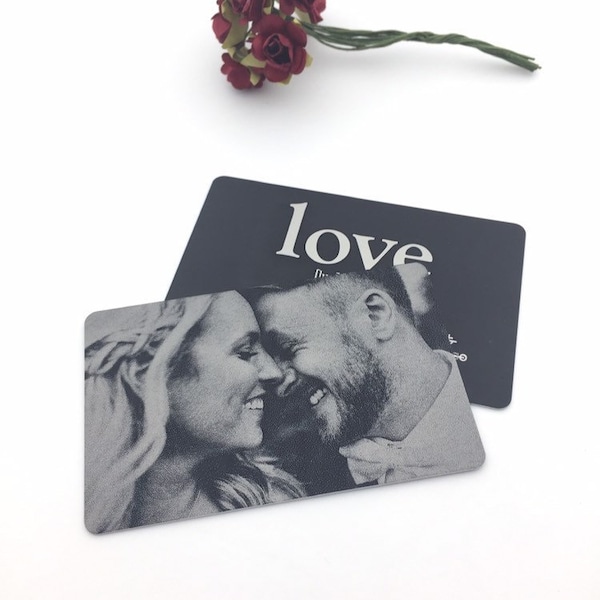 Photo Wallet Card Love Note - Add Back Handwritten Engravings - Laser Etched to Last - Personalized Memorable Gifts