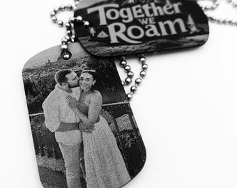 Sentimental Dog Tag - Custom Photo, Text, & Handwriting Options - Black Aluminum Dog Tag Necklace - Unique Gifts for Mom