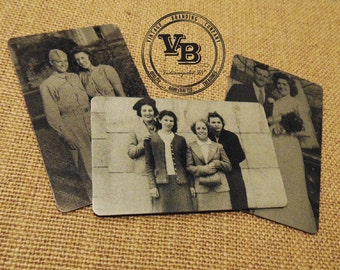 Vintage Picture Engraved Wallet Insert - Remembrance Card - Back Engraving Too - Him or Her - Laser Engraved - Handwritten Wallet Insert