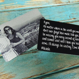 Photo Wallet Card Love Note Add Back Handwritten Engravings Laser Etched to Last Personalized Memorable Gifts image 9