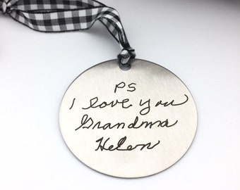 Your Handwritten Ornament -Personalized Christmas Ornaments- Your Handwriting Imagr and/or font- 2" Steel Circle, party favor gifts 2023