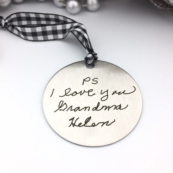 Your Handwritten Ornament -Personalized Christmas Ornaments- Your Handwriting Imagr and/or font- 2" Steel Circle, party favor gifts 2023