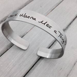 Handwritten Stainless Steel Mantraband Cuff Bracelet -YOUR HANDWRITING - your text, your design - Perfect For Layering - Mantra Bracelet