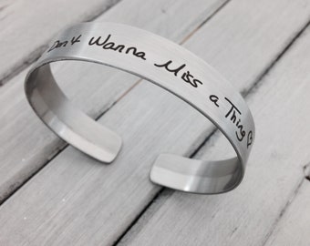 Handwritten Stainless Steel Mantraband Cuff Bracelet -YOUR HANDWRITING - your text, your design - Perfect For Layering - Mantra Bracelet