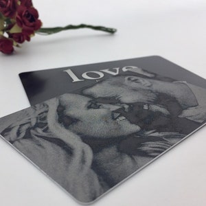 Photo Wallet Card Love Note Add Back Handwritten Engravings Laser Etched to Last Personalized Memorable Gifts image 2