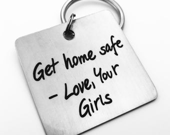 Your Handwriting  Keychain - Your Design - Handwriting & Font Options - Personalized, Rectangle, Stainless Steel, Laser engraved Key Chain