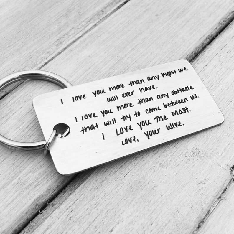 Your Handwritten Keychain Your Design Handwriting & Font Options Personalized, Rectangle, Stainless Steel, Laser engraved Key Chain image 1